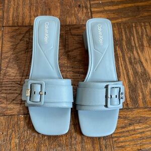 Calvin Klein Pale Blue Buckle Sandals
